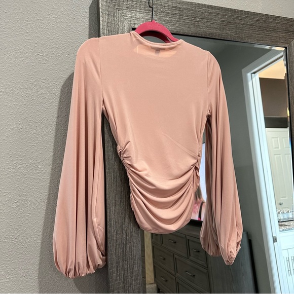 Express Soft Pink Ruched Blouse - Picture 2 of 7